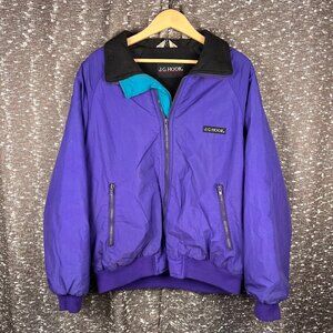 Vintage J. G. Hook Womens Jacket Medium Purple Teal Fleece‎ Windbreaker Coat